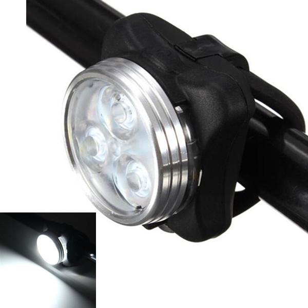 3-LED Head Bike Tail Light Bicycle Clip Light USB Rechargeable - White