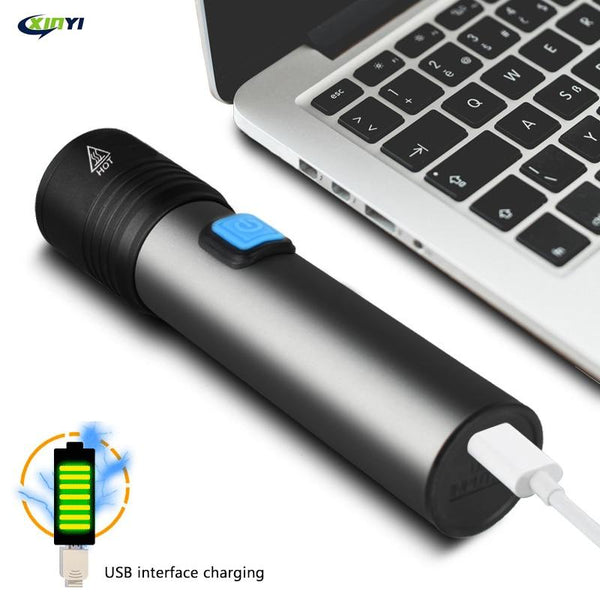 T6 LED USB rechargeable LED zoom flashlight 1000 lumens built-in 600mAh(A)/1200mAh(B) lithium battery waterproof