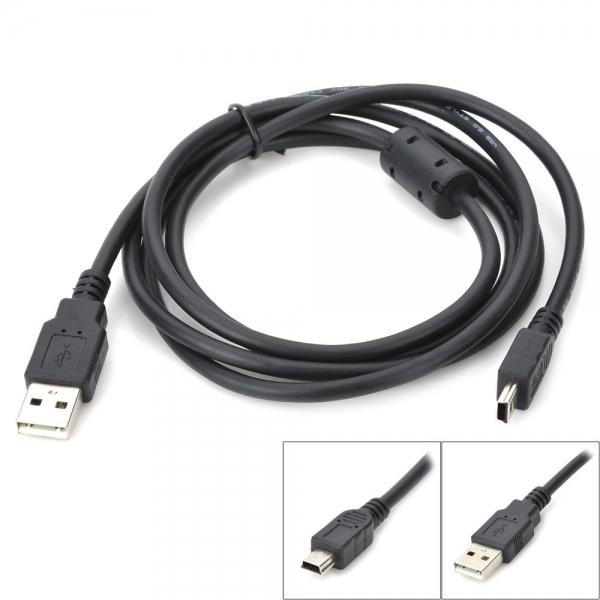 USB to Mini 5-Pin Data Charging Cable Black