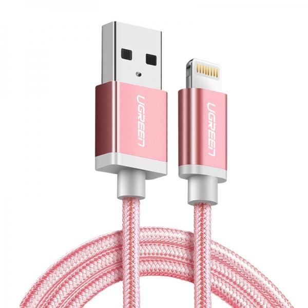 1M Ugreen MFI Certified Lightning to USB 2.4A Data Charge Cable Rose Gold