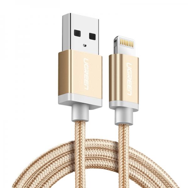 2M 2.4A Ugreen MFI Lightning to USB Data Fast Charge Cable iPhone Gold