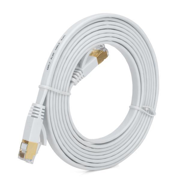 Ultra High-speed RJ45 to RJ45 Cat.7 Flat Network Cable White(2m) - stringsmall