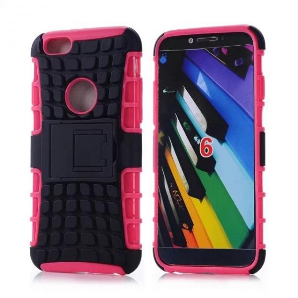 Unique Tire Texture Silicone & PC Back Cover Holder for iPhone 6/6S 4.7inch Rose Red