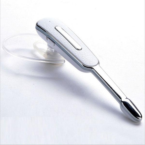 1-to-2 Wireless Headset Business Style Bluetooth Hanging Earphone White & Silver