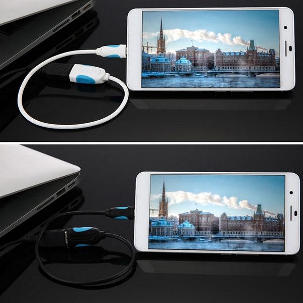 Vention A07 Mini USB OTG Cable Round Hi-speed Data Cable Adapter White