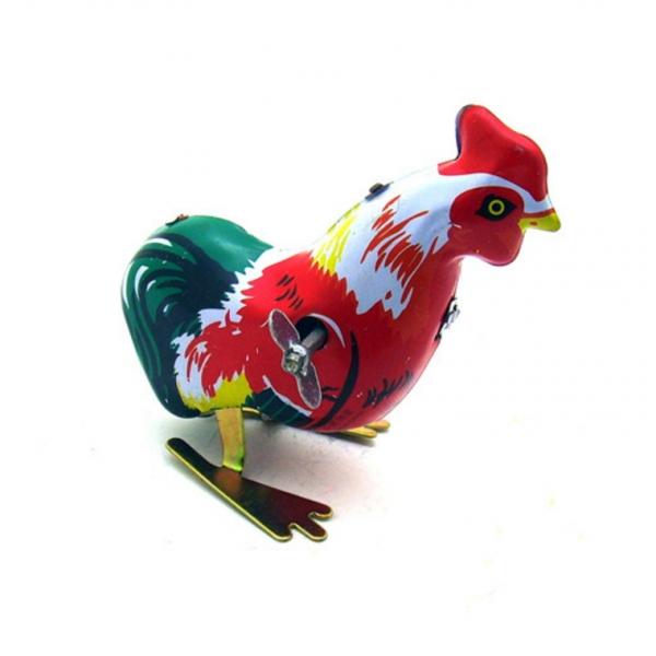 Vintage Clockwork Wind Up Cock Rooster Tin Toys Collectable Gift