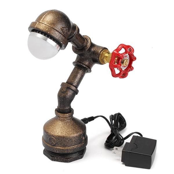 Vintage Industrial Retro Iron Pipe Desk Table Lamp Light Edison Light Bulb 220V Cold White Light Bronze