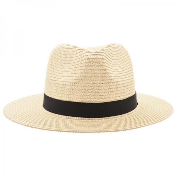 Vintage Panama Cool Jazz Trilby Cap Sombrero Straw Sun Hat Fedora - Beige Style A