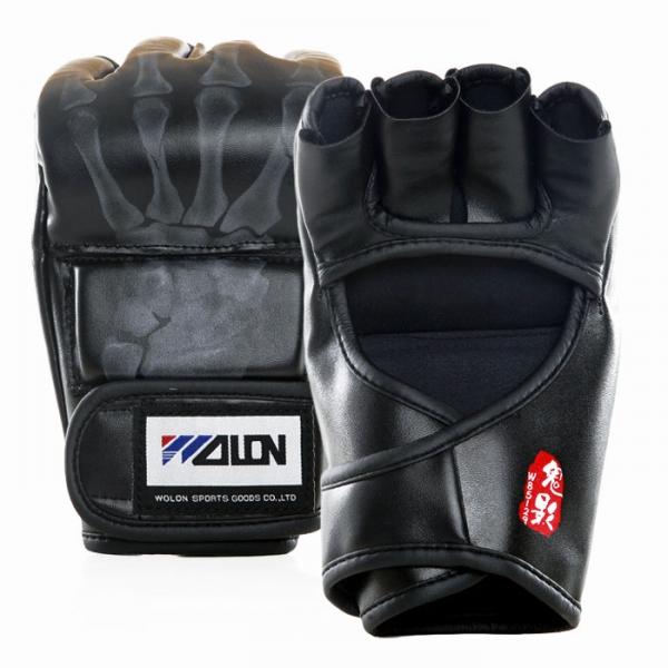 WOLON Thai Kick Boxing Gloves Half-finger Fighting Boxing Gloves Black