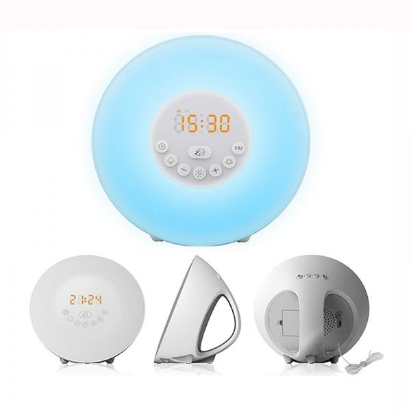 Sunrise Simulated Wake-up Alarm Clock Bedside Light w/ FM Radio US Plug White