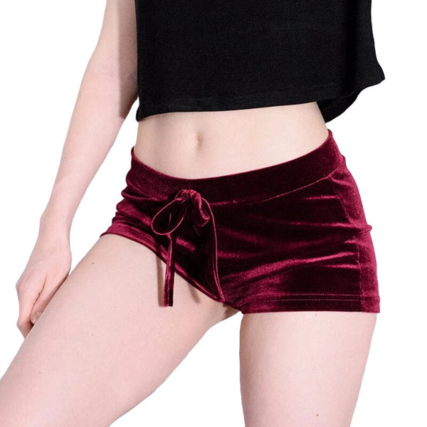Wantmove S-XL women Velvet Drawstring Shorts Casual High Waist Winter Sexy Skinny Booty Shorts