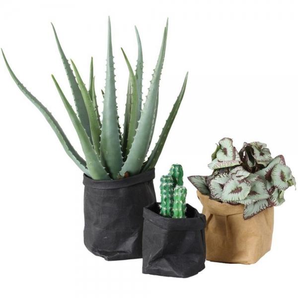 Washable Kraft Paper Bag Multifunction Wear-resistant Plant Flowers Pot - Black 8*8*15CM
