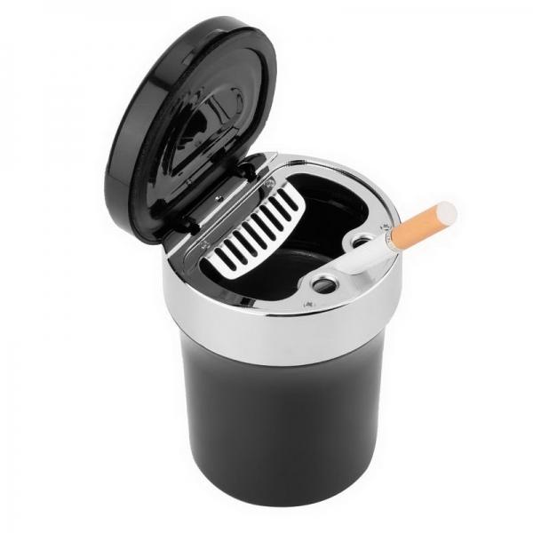 Watch Car Ashtray, Portable Multi-Function Ashtray, LED Blue and Stainless Steel Automatic Flameout Ashtray, Watch Ashtray, Station Wagon, Car - White