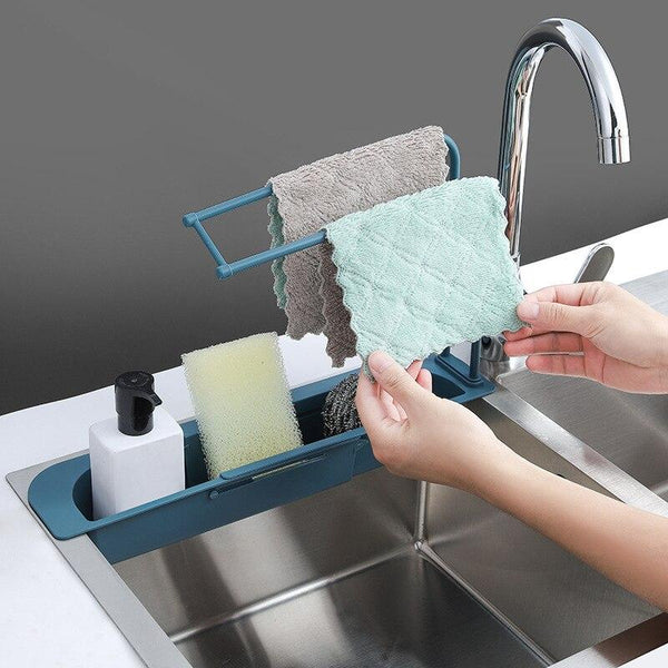 Water Tank Rack Storage Basket Drip Dish Rack Over Sink Kitchen Items Plastic Scalable Basket Kitchen Organizer