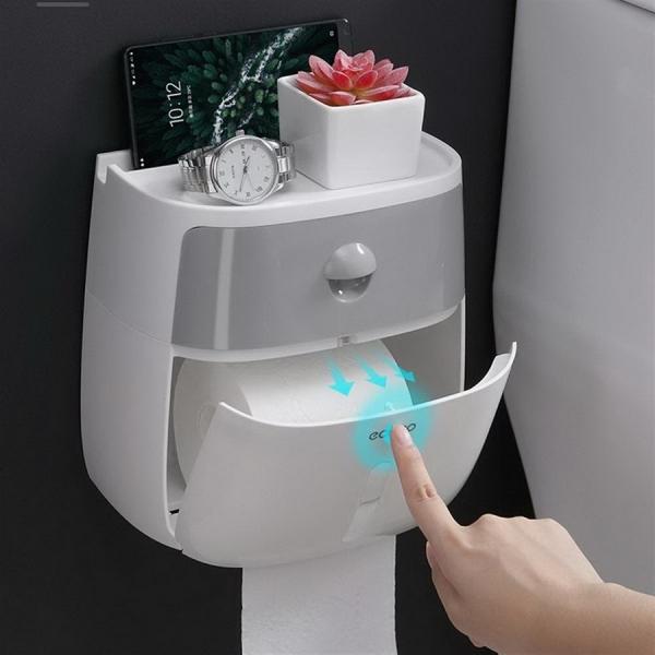 Waterproof Toilet Paper Holder Creative Paper Towels Holder For Kitchen Bathroom Toilet Paper Storage Box Toilet Roll Holder-Gray