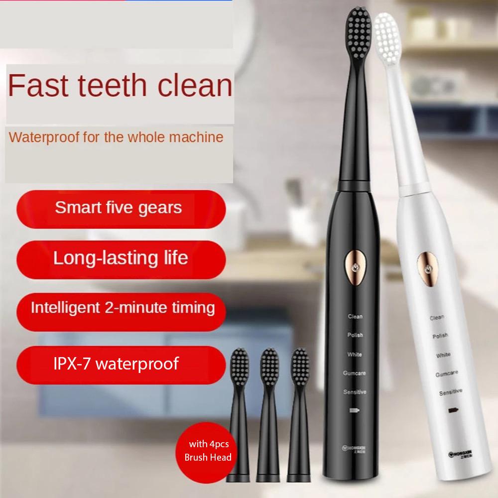 Ultrasonic Sonic Electric Toothbrush with 4pcs Brush Head Rechargeable Tooth Brushes Washable Electronic Whitening Teeth Brush Adult Timer Brush head