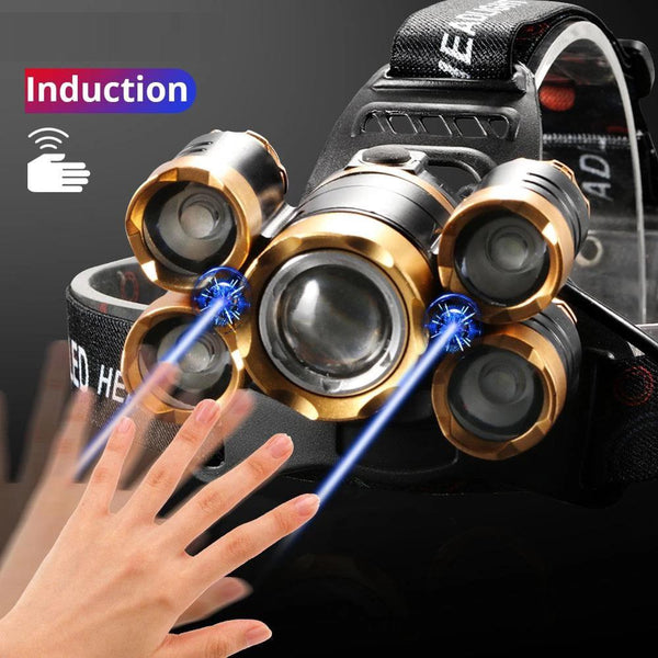 Powerful LED Headlight headlamp 5LED T6 Head Lamp 8000lumens Flashlight Torch head light Best For Camping, fishing