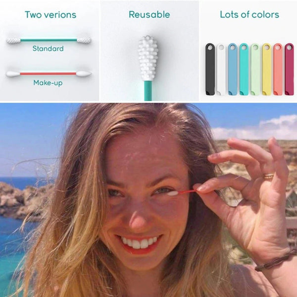 1 pc Reusable Cotton Swab Ear Cleaning Cosmetic Cotton Buds Silicone Swabs For Cleaning Makeup And Touch-Ups