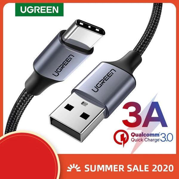 Ugreen USB Type C Cable for Samsung S10 S9 3A Fast USB Charging Type-C Charger Data Cable for Redmi note 8 pro USB-C Cabo Wire