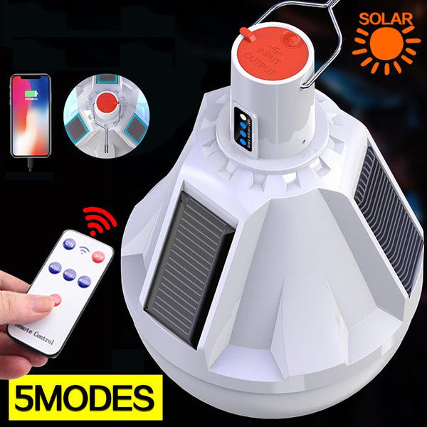 Rechargeable Solar LED Garden Lamp Remote Control Bulb Portable Emergency Night Market Light Outdoor Camping Tent Latern