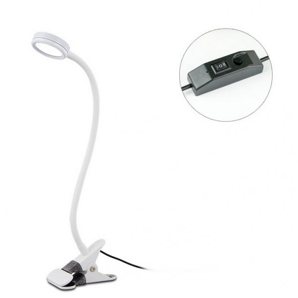 White Clip on USB Eye-Care LED Desk Lamp with Switch-USB Plug
