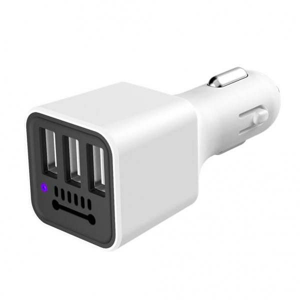 White Multi Functional Negative Ion Car Air Purifier Freshener Universal 3.1A Car Charger Three USB Ports Auto Oxygen Bar Odor Removal