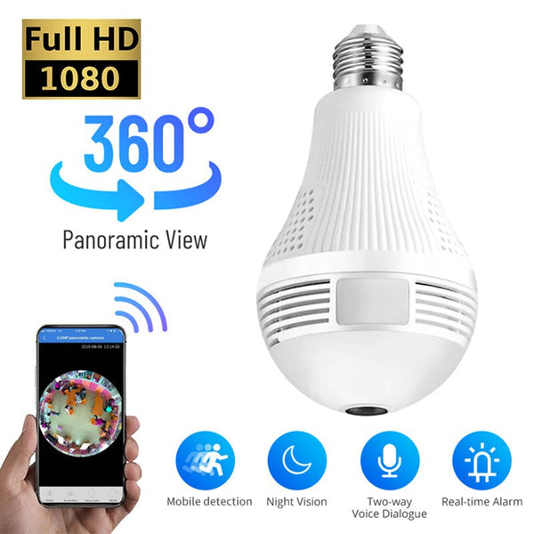 1080P 360 Panoramic Wifi Bulb Camera Fisheye Camera Security HD Night Vision Security Camera