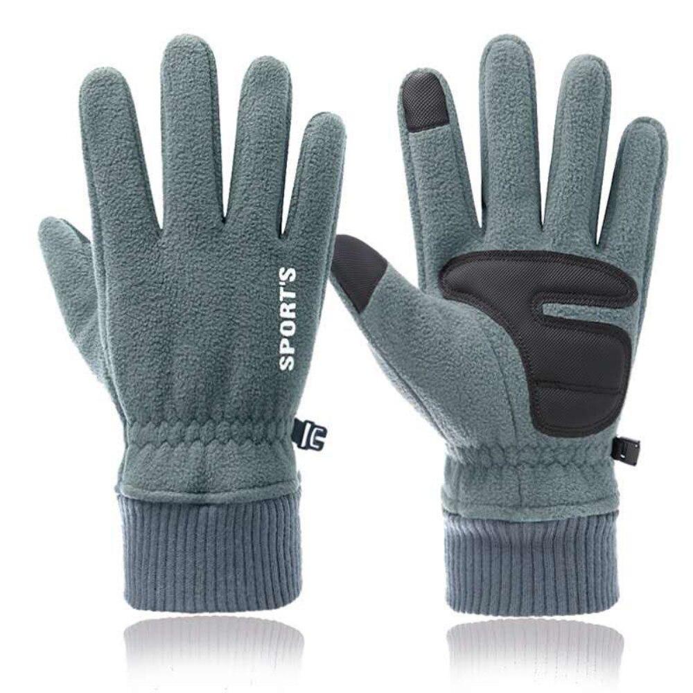 Winter Touchscreen Gloves Deerskin Palm Anti-slip Thermal Polar Fleece Back With Insulated Cotton Water Resistant Hands Warmer