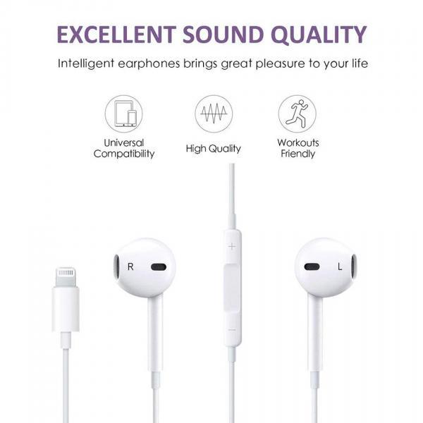 Wired Earphone Lighting Plug In-ear Wired Headset for iPhone 7 / 8 / X / Xs iPad - stringsmall