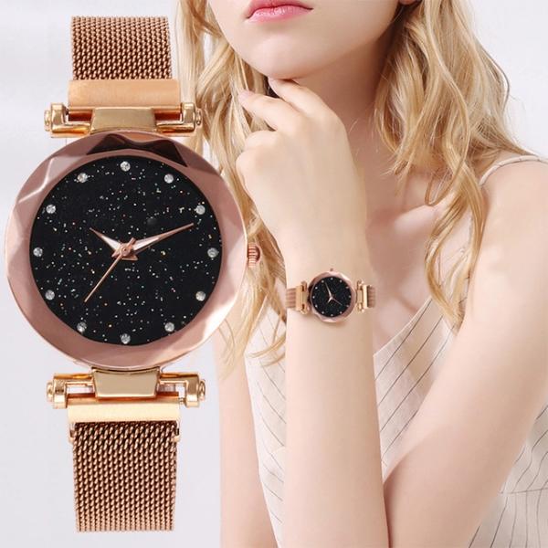 Women Fashion Magnetic Starry Sky Watch Geometric Surface Quartz Watches - stringsmall