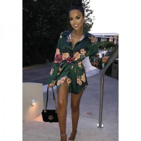 Deep V Neck Lace Floral Sexy Mini Dresses - Green/Black/White (S-XL) - stringsmall