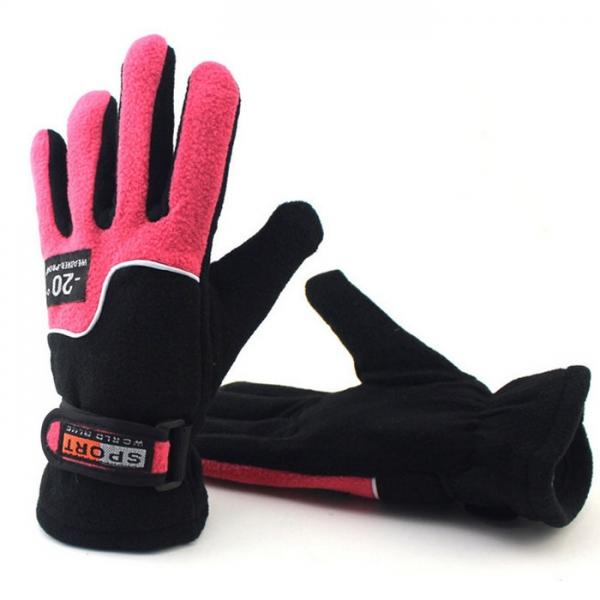 Women Polar Fleece Ski Gloves Warm Autumn & Winter Outdoor Mittens Rose Red