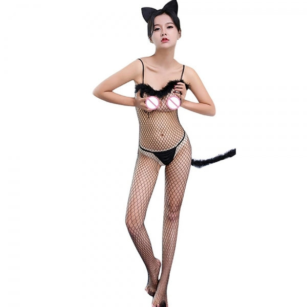 Women Sexy Lingerie Transparent Lace Sexy Costumes SM Cosplay Cat Uniform Sexy Costumes Erotic Lingerie Lenceria