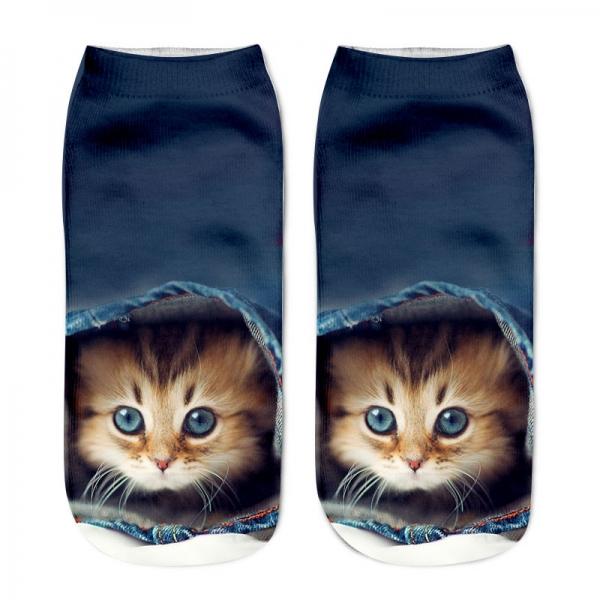 Women Unisex 3D Printed Animal Pattern Cute Cat Socks Low Cut Ankle Hosiery - #3
