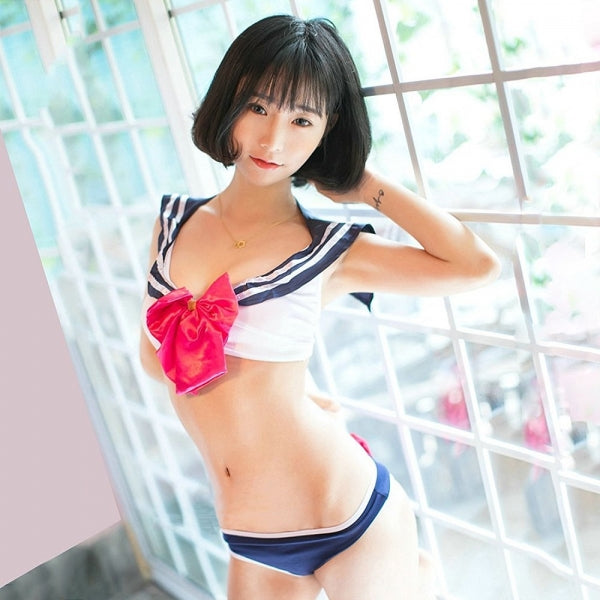 Womens Sailor Cosplay Costumes Japanese Anime School Girl Uniform Lolita Bikini Lingerie Set