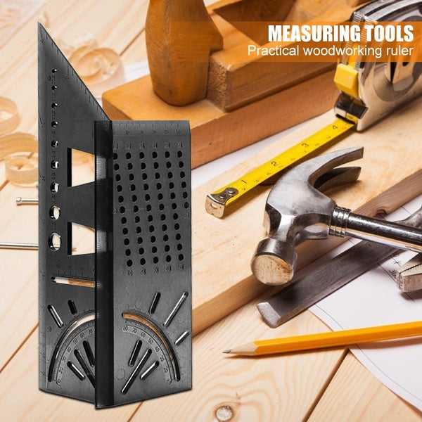 Woodworking Scribe Mark Line Gauge T-Type Ruler 45+90 Degree Metric Measuring Angle Ruler Protractor Gauge for Woodworking Tool