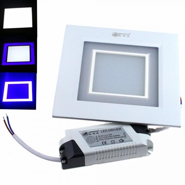 ZSJ-H12+3 15W 1200LM 24-SMD5630 White LED + 12-SMD2835 Blue LED Dimmable Square Panel Light (AC 85-265V)