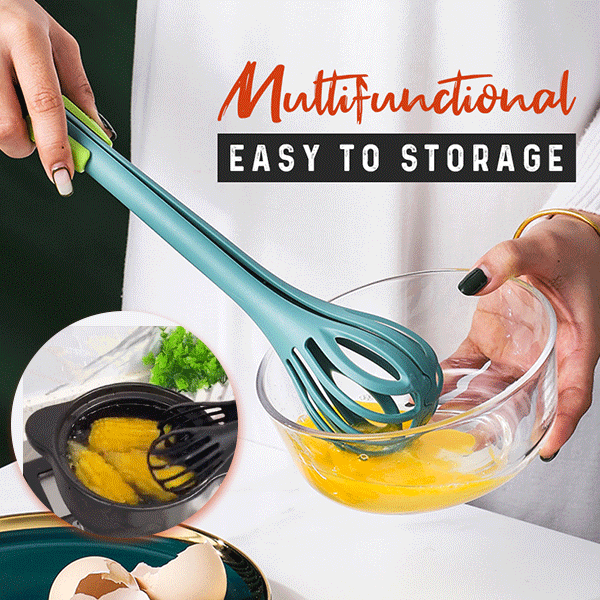 Multifunctional Kitchen Tongs Egg Whisk Agitator