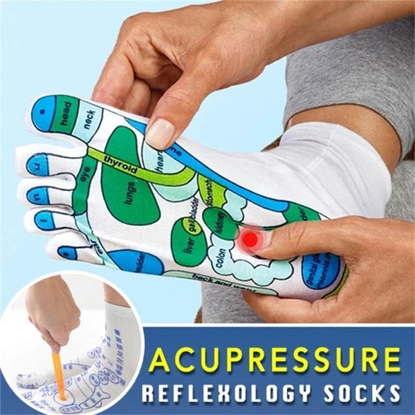 Acupressure Reflexology Socks White with massage stick