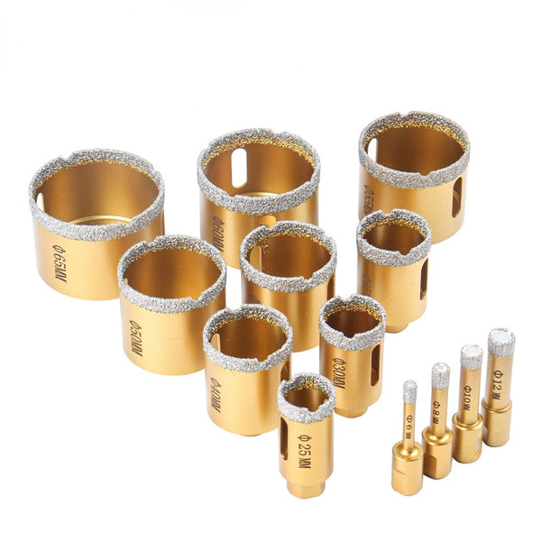 6-65mm 1PC M10 Thread Dry Vacuum Brazed Diamond Drilling Core Bit Ceramic Tile Hole Saw Granite Marble Drill Bits