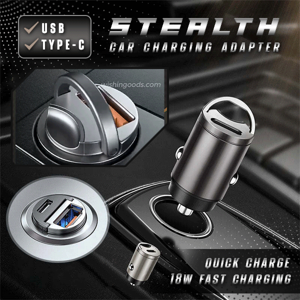 Stealth Car Charging Adapter Mini Stealth 30w Fast Charge USB+type-c Dual Port Car Charger Car Cigarette Lighter Conversion