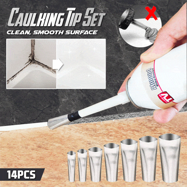 Perfect Caulking Finisher Kit 14Pcs Caulk Nozzle Applicator Reusable Caulking Finishing Tool  Easy Caulking Finisher Set