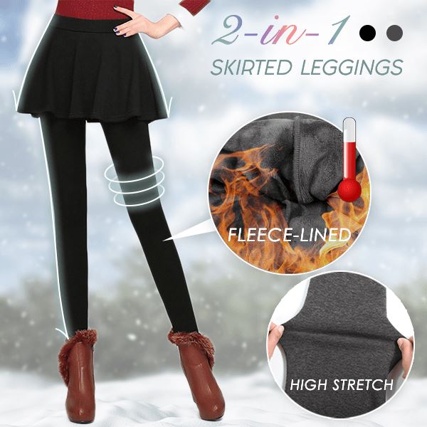 2-in-1 Fleece Skirted Leggings