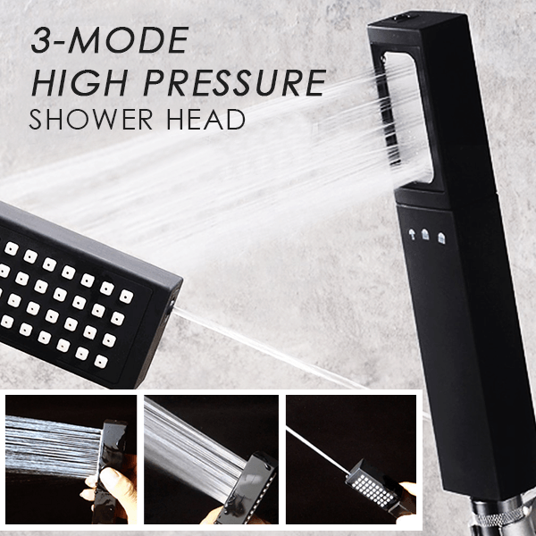 3 In 1 Bathroom Power Shower Head Black 3 Mode Adjustable Water Spray for Bathroom Rain Shower Head Filter Accessories