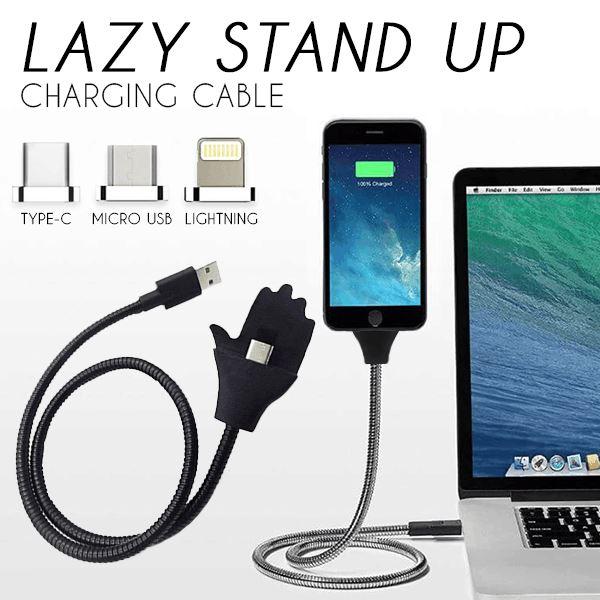 3 in 1 360° Rotation Fast Charging Universal Mobile Phone Holder Data Cable Multifunctional Lazy Universal Desktop Holder Charging Cable