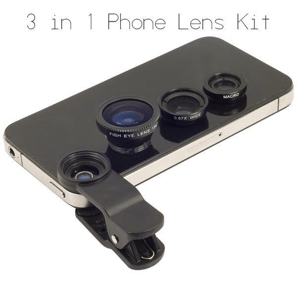Universal 3 in 1 Phone Len Camera Lens Kit Wide Angle Macro Fisheye Lens for Smartphone iPhone Samsung