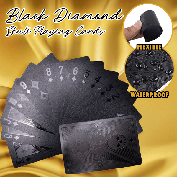 Black/Gold Diamond Skull Playing Cards Practical Waterproof Playing Cards