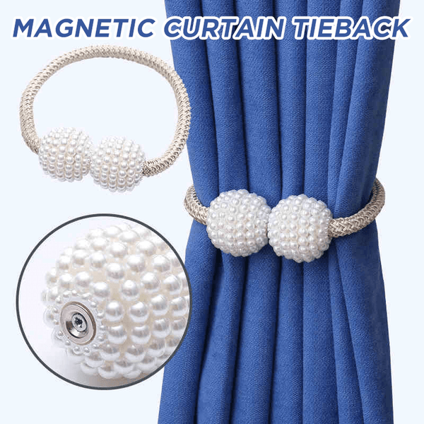 2Pcs Magnetic Pearl Ball Curtain Anchor Tie Backs Stopper Buckle Clips Accessory