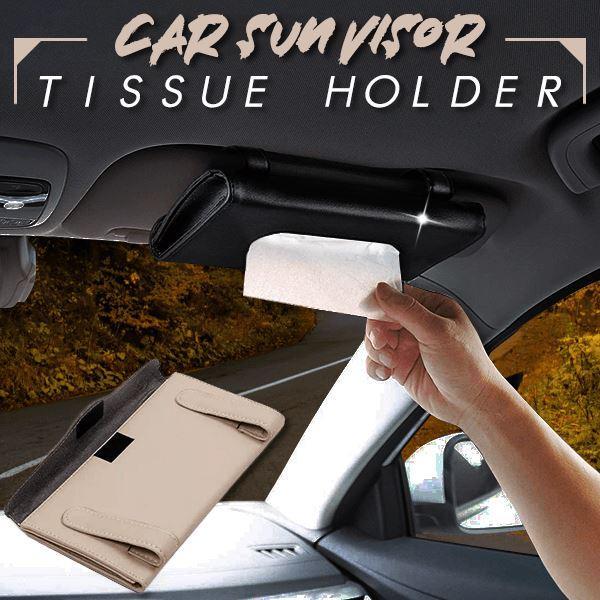Car Visor Tissue Holder PU Leather Hanging Paper Towel Clip Napkin Holder Backseat Tissue Case Auto Interior Accessories