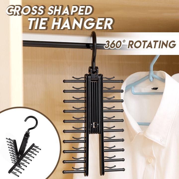 Creative 360 Degree Rotating 20 Tie Rack Closet Organizer Neck Ties Necktie Belt Scarves Non-slip Holder Hanger